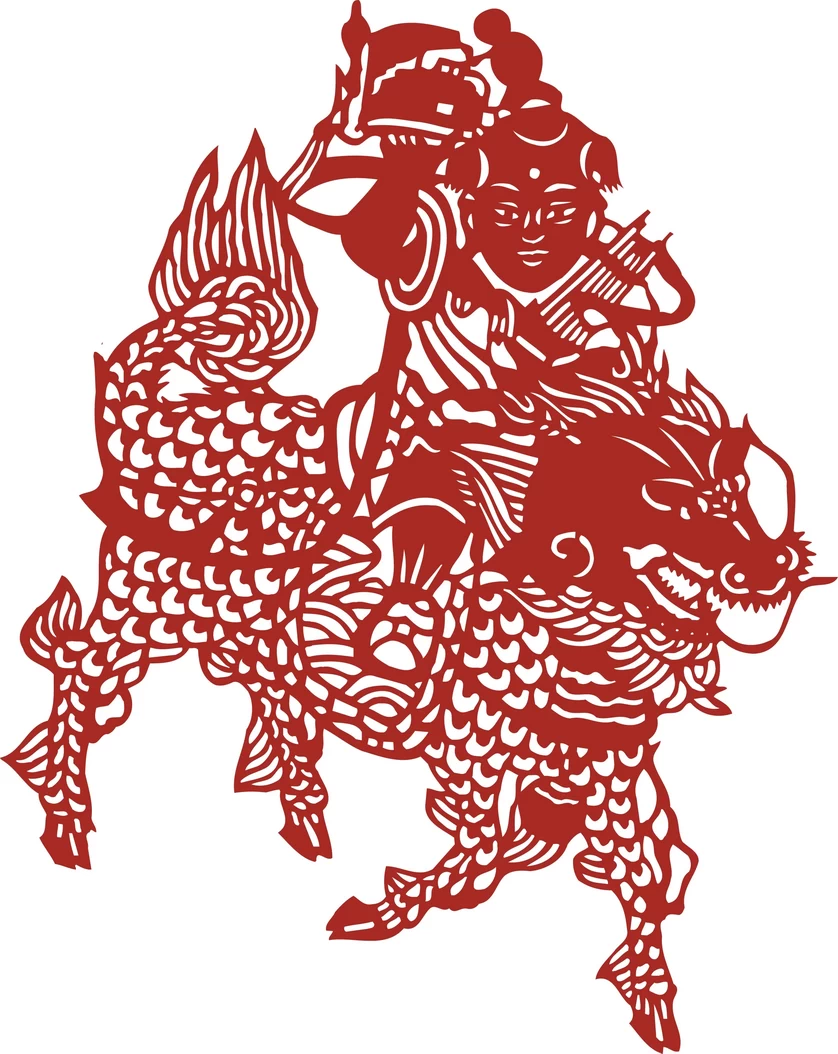 中国风中式传统喜庆民俗人物动物窗花剪纸插画边框AI矢量PNG素材【1496】